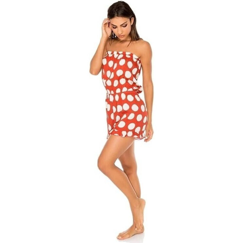 Luli Fama Women's Standard Macarena Strapless Ruffle Romper Size: M NWT